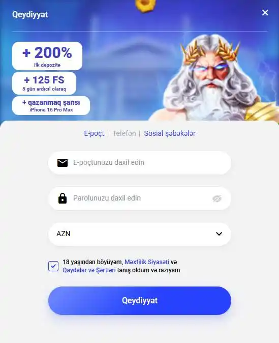 Rəsmi sayt vasitəsilə qeydiyyat variantlarından biri
